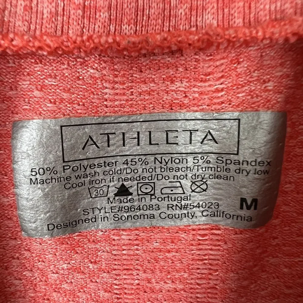 Athleta Womens Orange Fastest Track Half Zip Ruched Pullover Top Medium‎